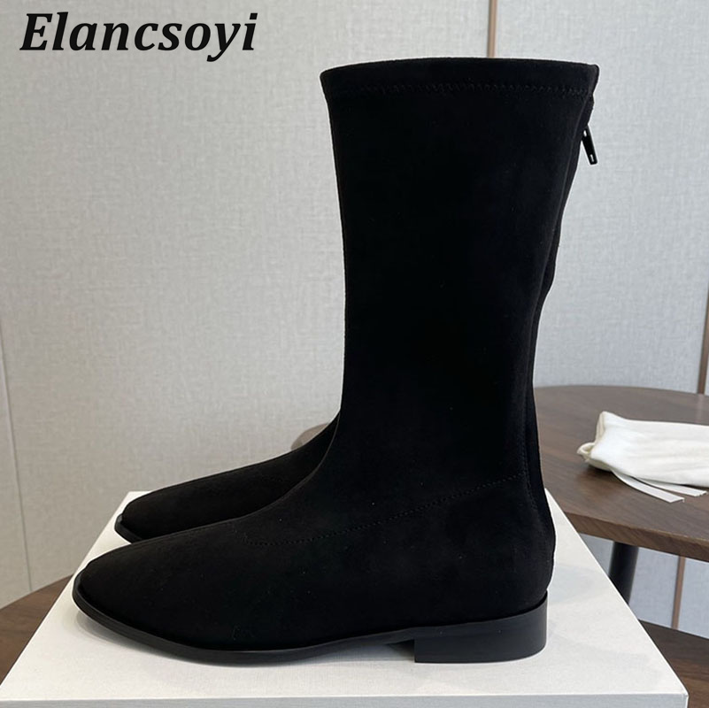 Street Fashion Rome 2025 - Stretch Stiefel Frauen Runde Kappe Zurück