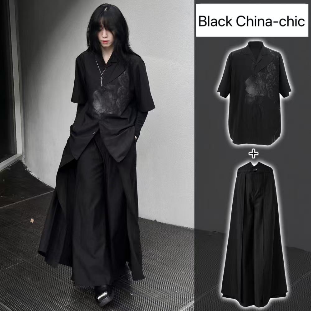 Street Fashion In Chinese - Cooles schwarzes neues chinesisches Kostüm für