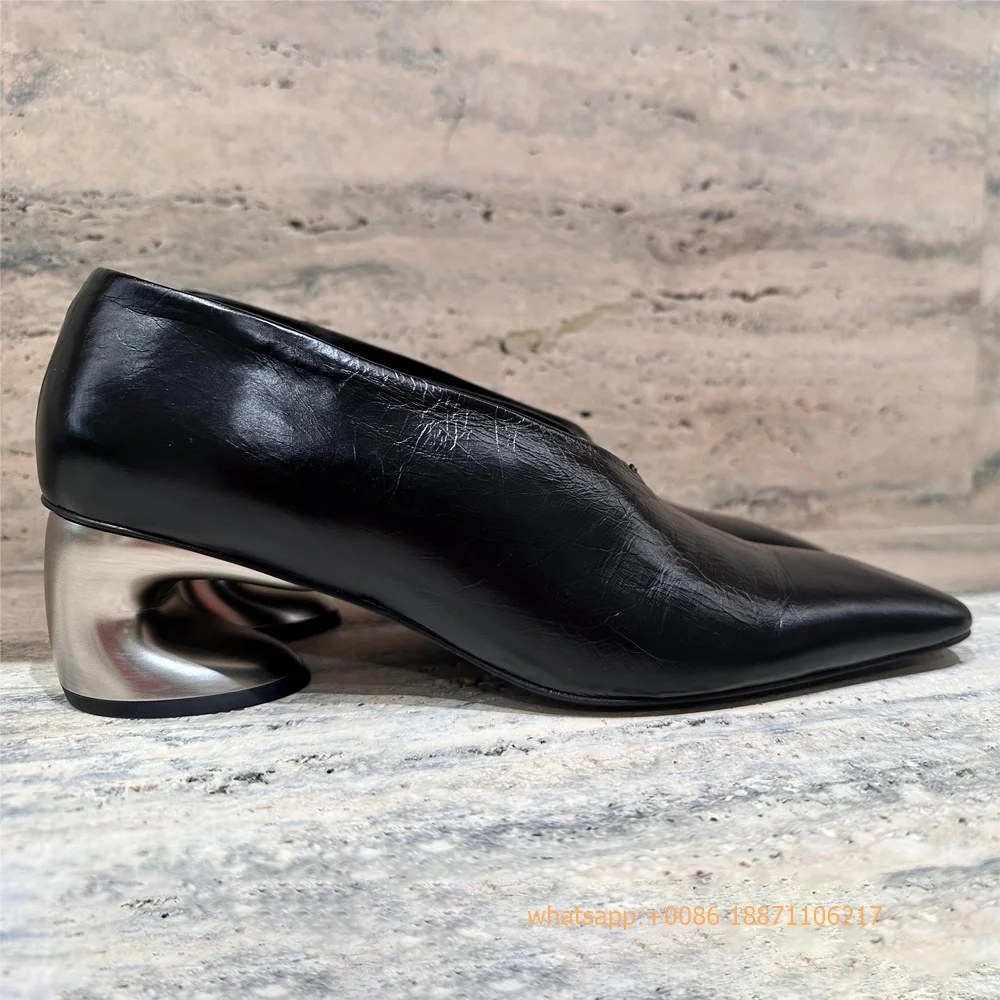 Street Fashion Rome 2025 - Echtes Leder Seltsame Ferse frauen Pumpen