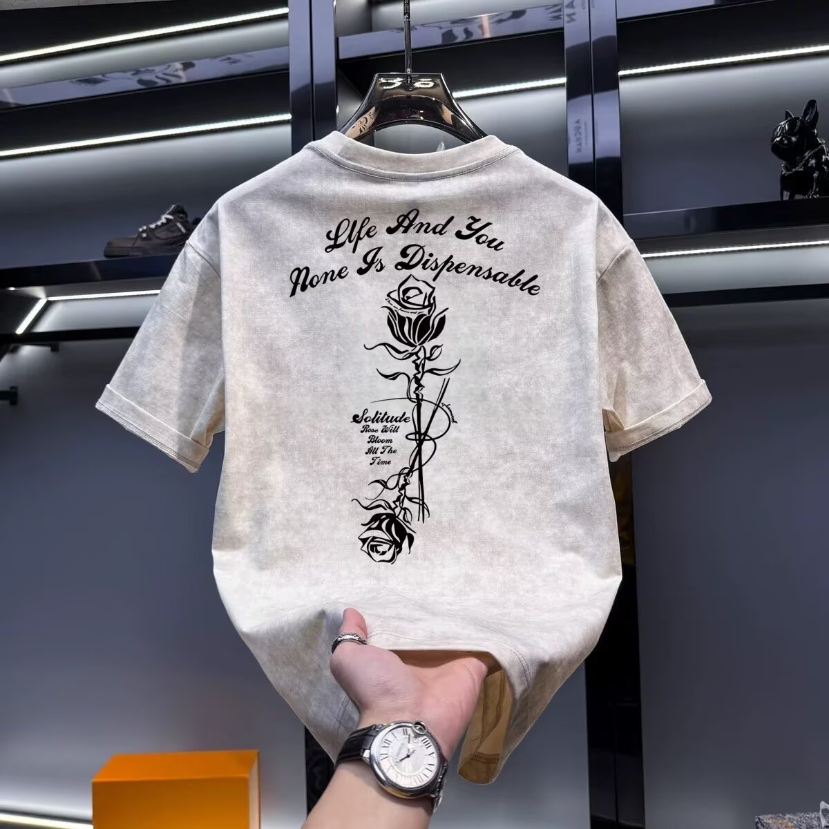 Street Fashion In Chinese - Sommer-Herren-Khaki-T-Shirt, hochwertige, modische Herrenbekleidung, Harajuku High