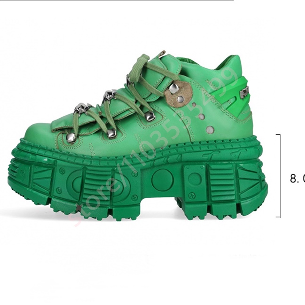 Dickbesohlte Punk-Nieten-Y2K-K – Street Fashion Y2K Bewertung und Preis