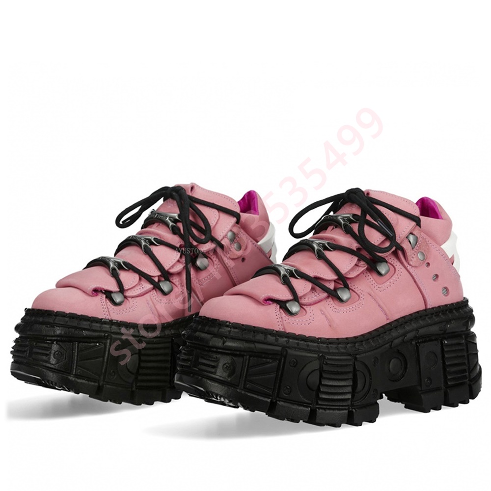 Dickbesohlte Punk-Nieten-Y2K-K – Street Fashion Y2K Bewertung und Preis
