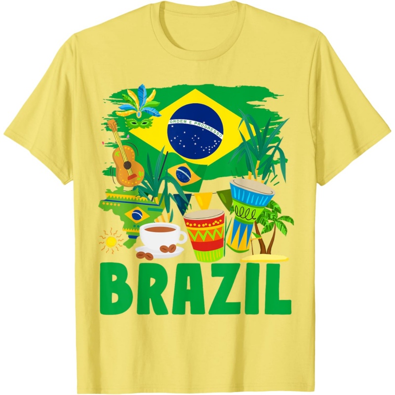 3D Gedruckt Brasilien Musik T- – Street Fashion Brazil Bewertung und Preis
