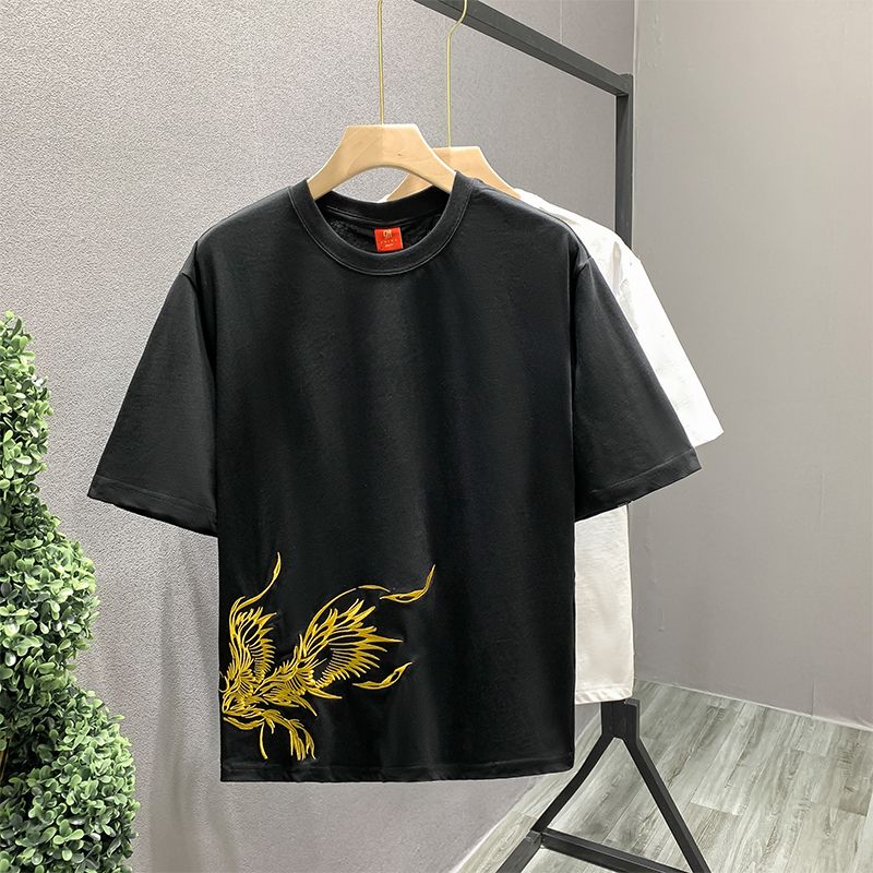 Phoenix besticktes Kurzarm-T-S – Street Fashion In Chinese Bewertung und Preis