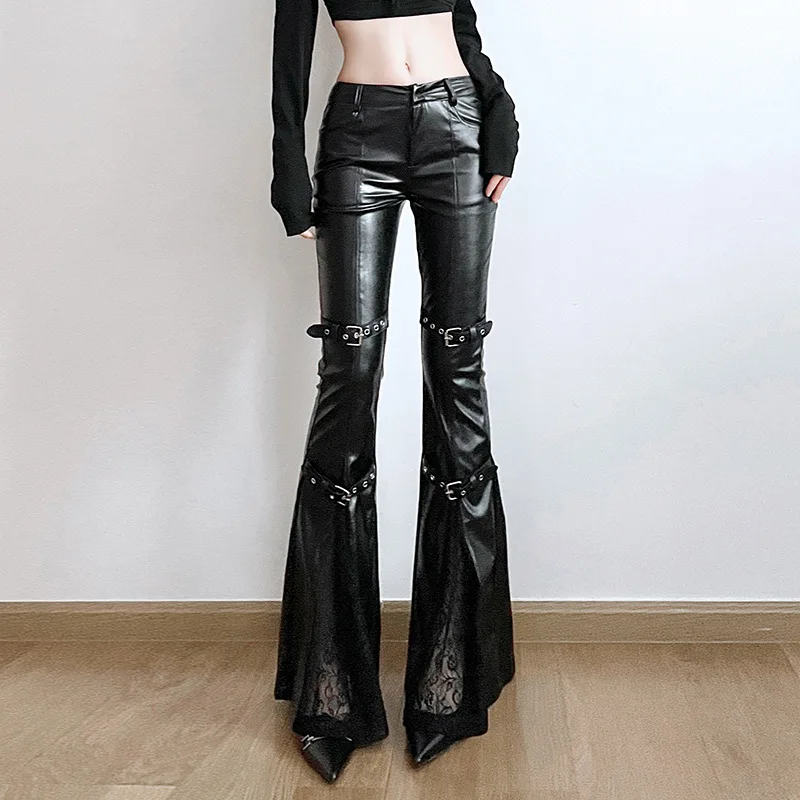 Schlaghose aus PU-Leder für Da – Street Fashion Y2K Bewertung und Preis