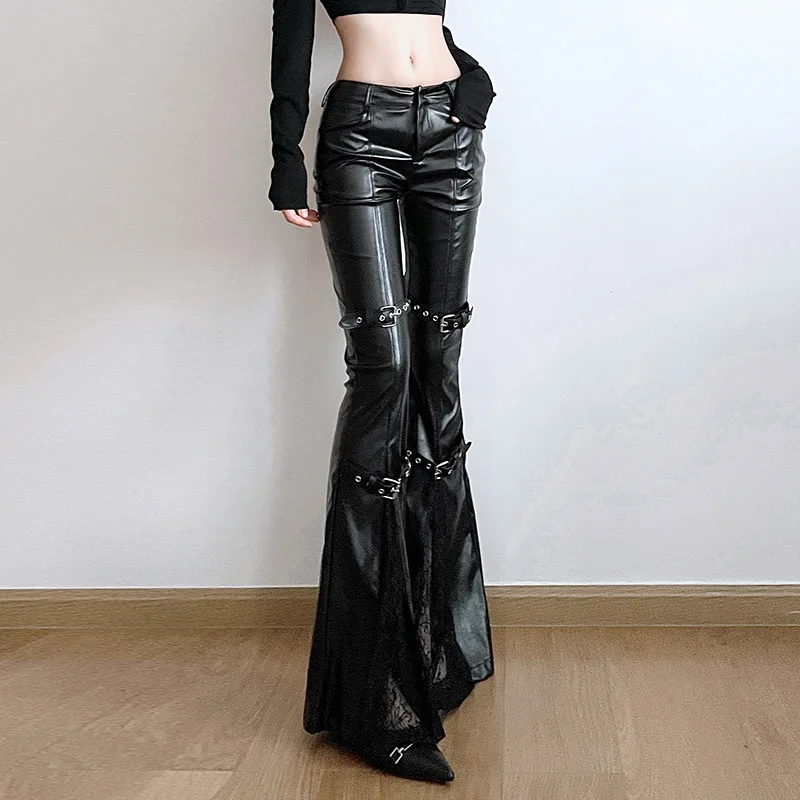 Schlaghose aus PU-Leder für Da – Street Fashion Y2K Bewertung und Preis