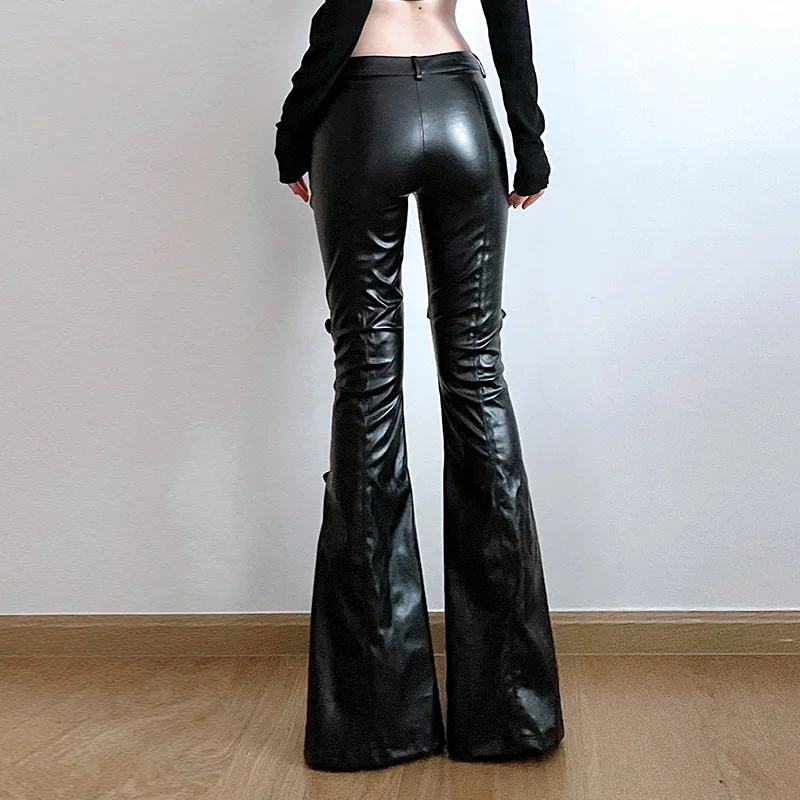 Schlaghose aus PU-Leder für Da – Street Fashion Y2K Bewertung und Preis